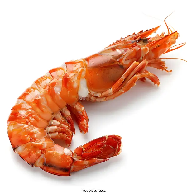 Cooked red shrimp isolated on white background