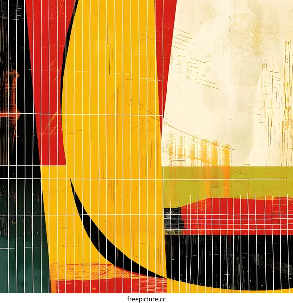 Abstract Geometric Shapes in Yellow Red Black and Green