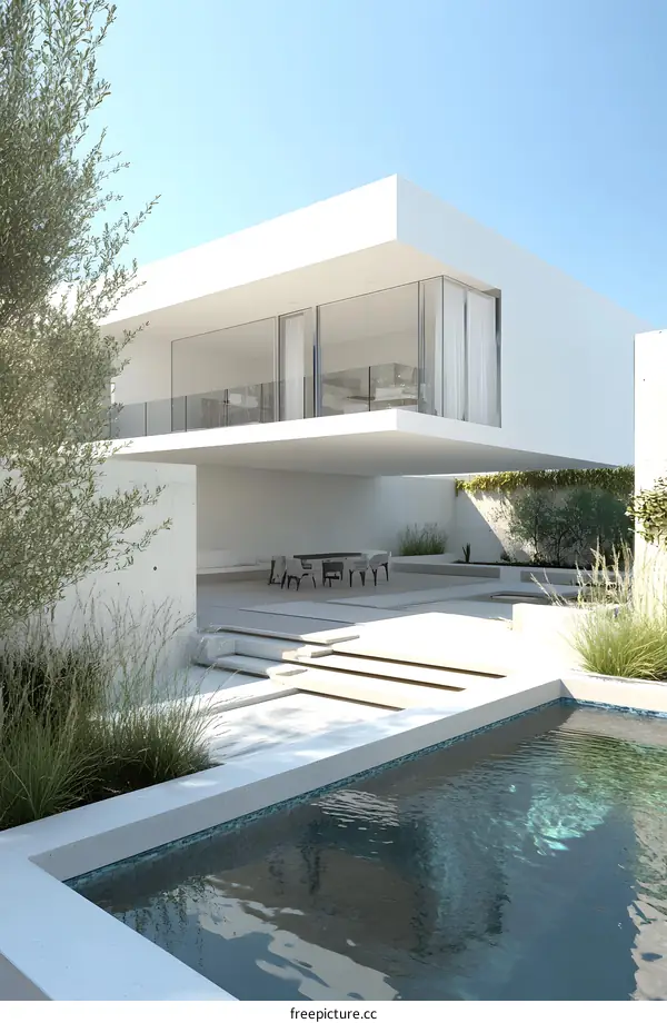 Modern Minimalist House With Pool And Garden