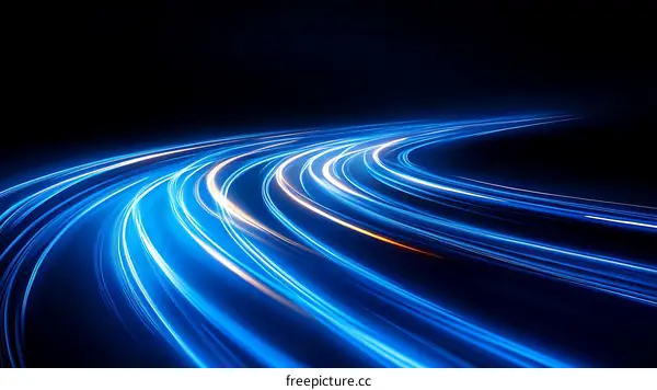 Abstract Light Trails in a Curving Path
