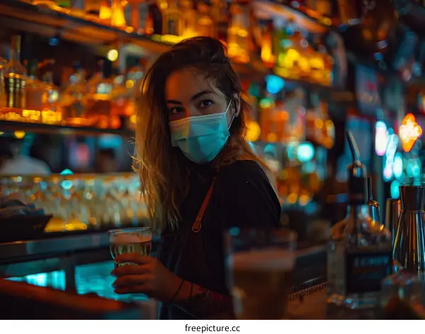 bartender wearing a mask during the coronavirus pandemic