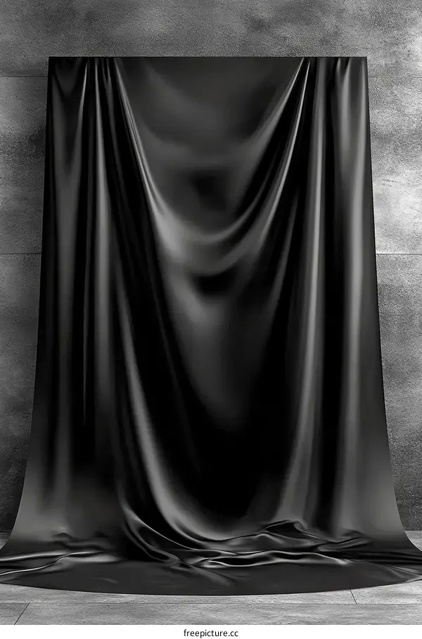 Elegant Black Fabric Drape Against a Concrete Background