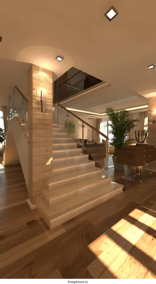 Modern Glass Staircase Interior Design