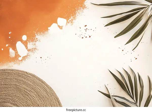 Minimalist Summer Background With Palm Leaves