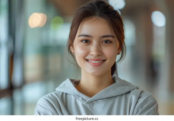 Portrait of a young Asian woman smiling