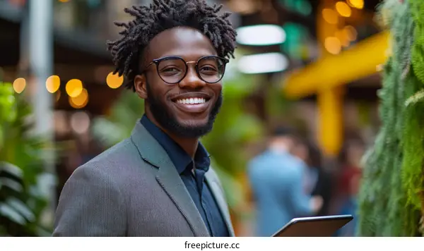 Successful African American Business Professional in Modern Urban Setting