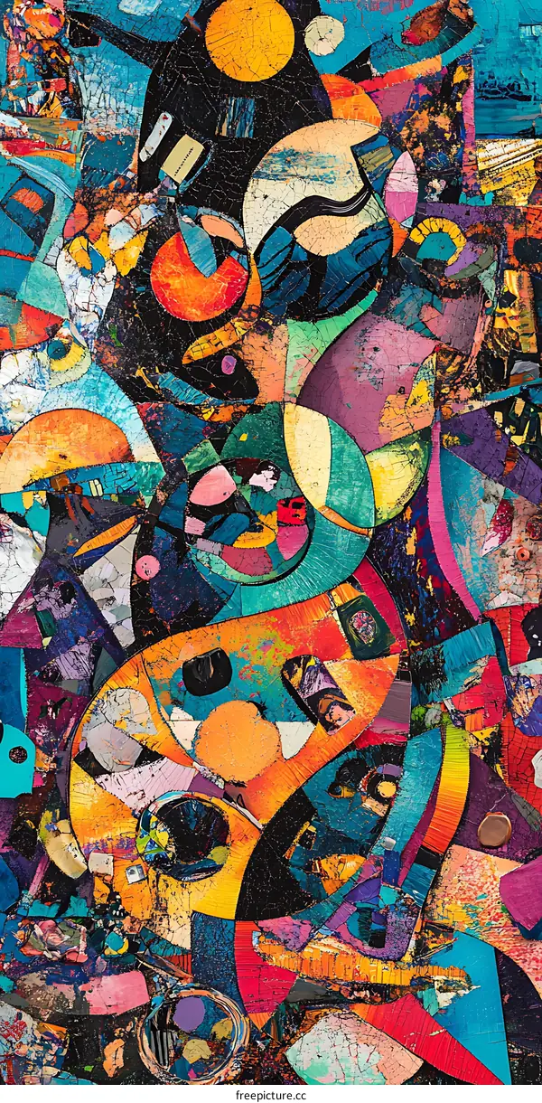 Abstract Art Painting with Cracked Texture