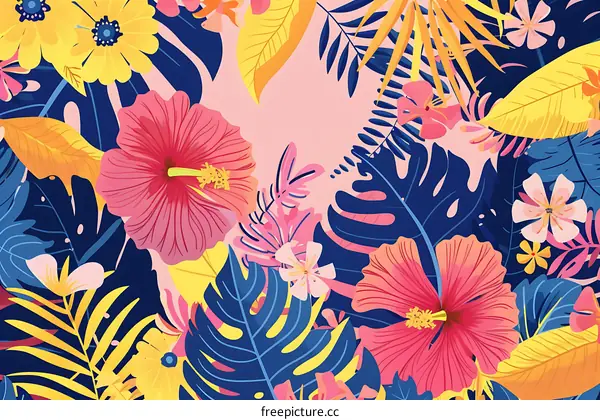 Tropical Floral Background Illustration