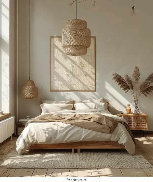 Modern Minimalist Interior Design Bedroom with Natural Elements