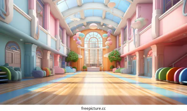 A colorful and inviting hallway in a school