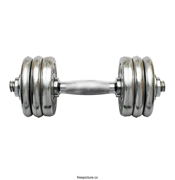 [Transparent Background PNG]A silver dumbbell on a white background
