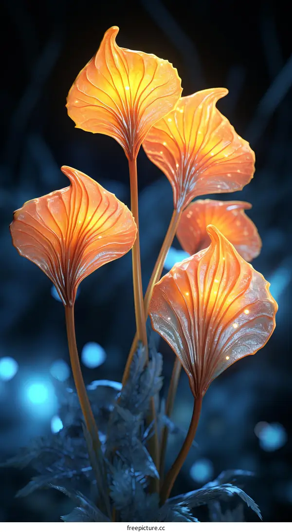 Glowing Alien Plants with Intricate Petals