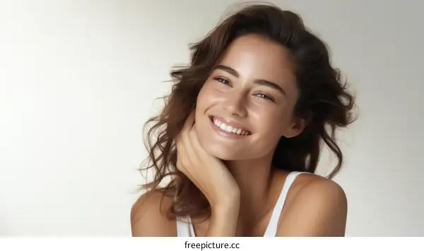 Portrait of a beautiful young woman with a toothy smile