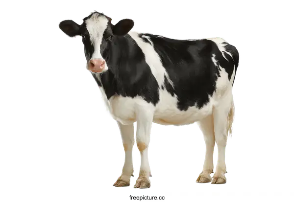 [Transparent Background PNG]Black and White Cow Isolated on White Background
