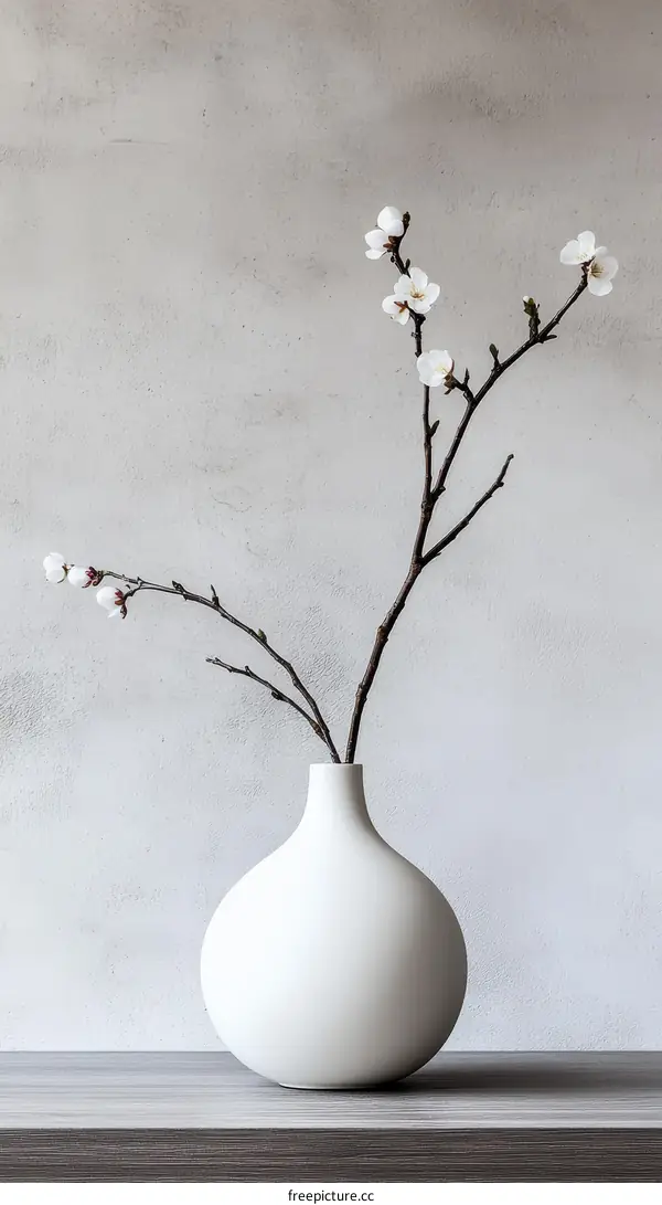 Elegant White Vase with Blooming Flowers