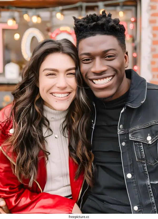 Happy Interracial Couple Portrait