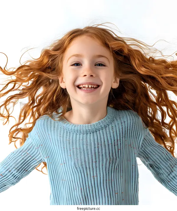 Portrait of a happy young girl with red hair
