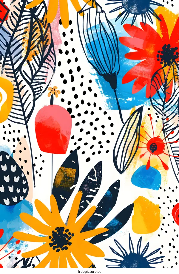 Abstract Floral Pattern with Bright Colors