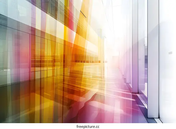 Modern Architectural Interior with Colorful Glass Panels