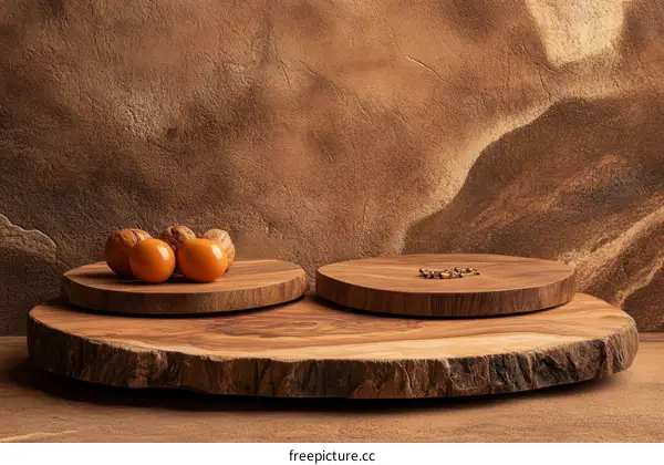 Wooden Display Stand with Decorative Fruits