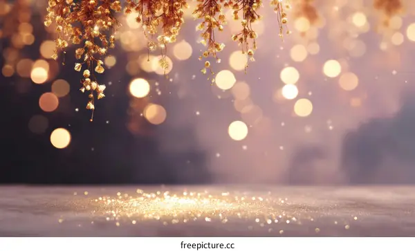 Golden Floral Bokeh Background