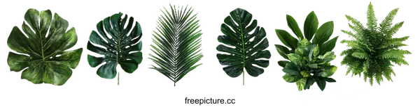 [Transparent Background PNG]Collection of Tropical Leaf Illustrations