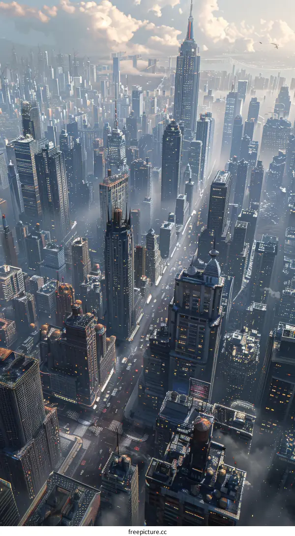 Aerial Futuristic Cityscape Illustration