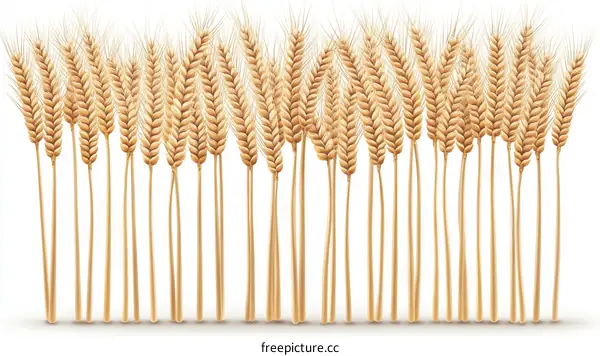Wheat Ears Illustration on White Background