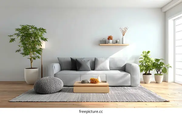 Modern Minimalist Living Room Interior Design Illustration