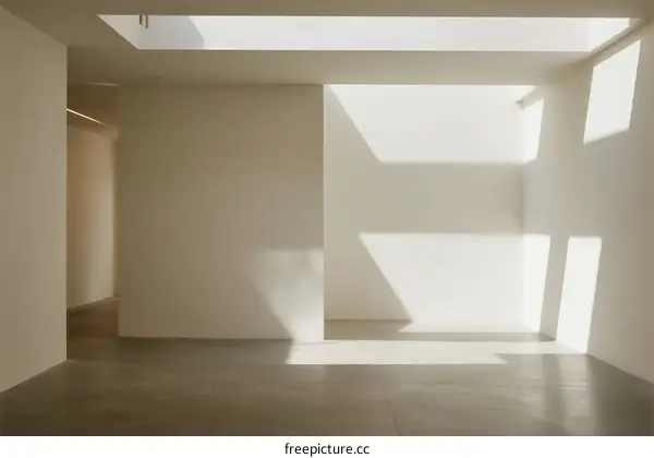 Bright and Empty Interior Space with Natural Light Infiltration