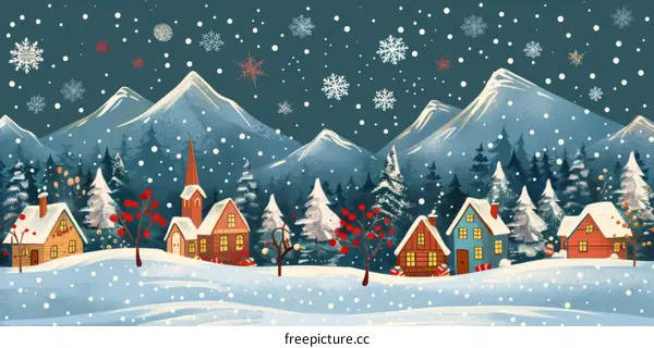 Christmas Village in a Snowy Wonderland