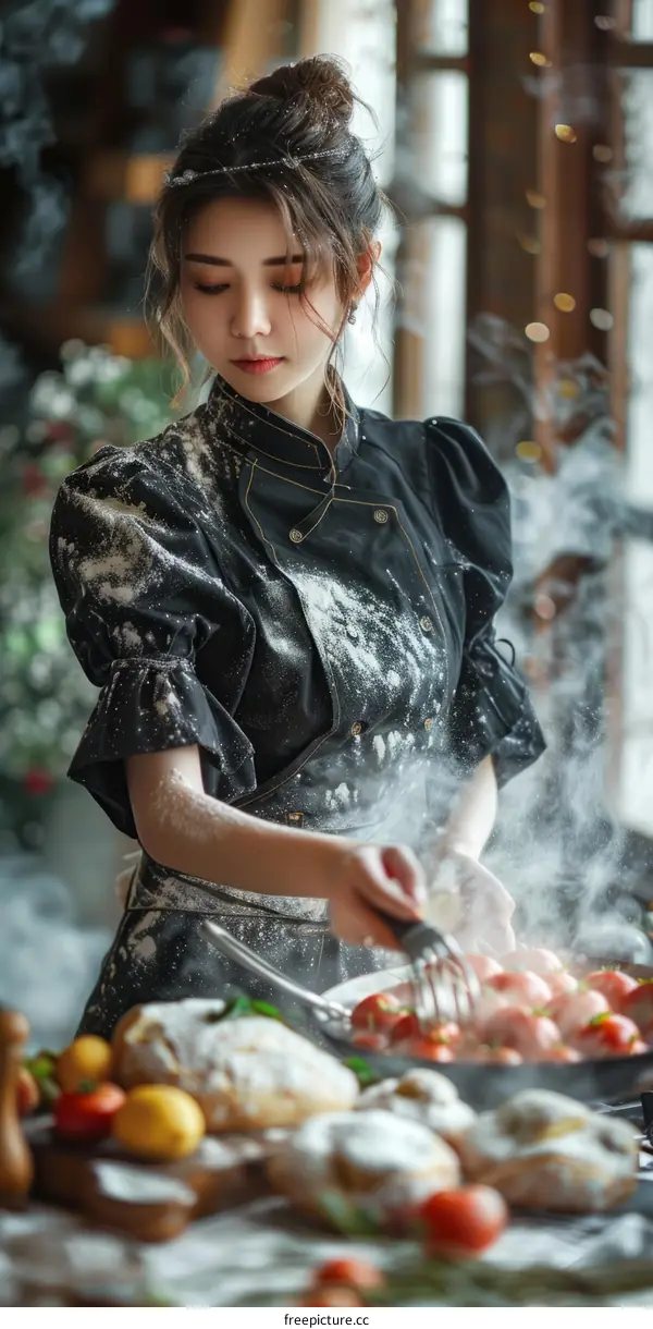 Flour Dusted Chef in Kitchen