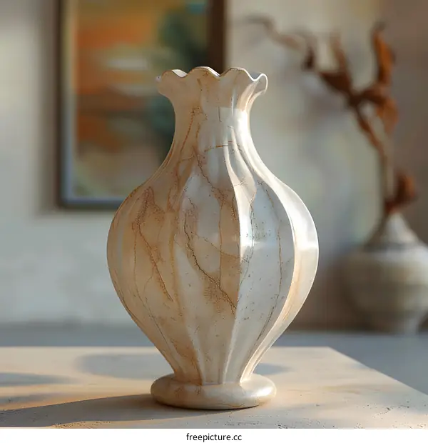 Elegant ceramic vase with blur background