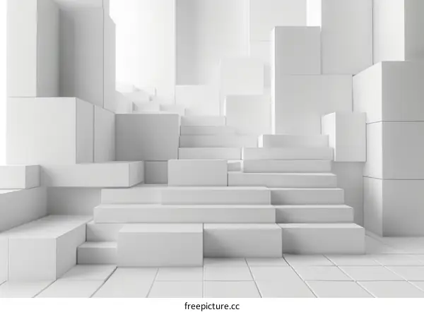 Modern White Geometric Staircase