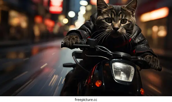 A cat riding a motorcycle