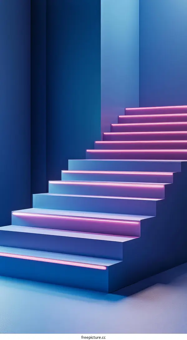 Modern Neon Stairway Design Illustration