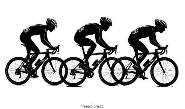 [Transparent Background PNG]Silhouette of Cyclists in a Racing Competition
