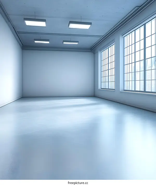 Empty Room with Large Windows and Light Ceiling
