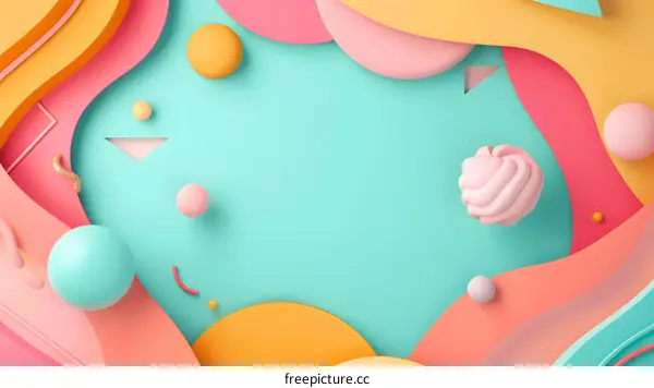 Abstract 3D Shapes Design in Pastel Colors
