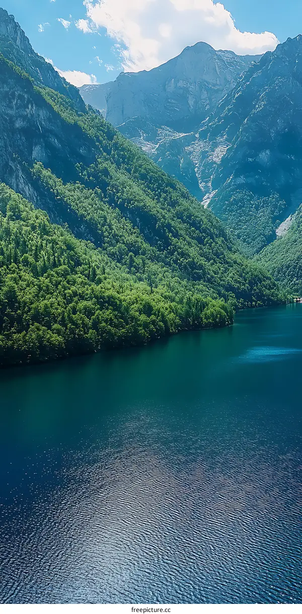 Mountain Lake with a Blue Sky