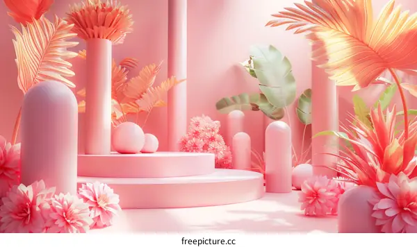 Pink Floral Tropical Display