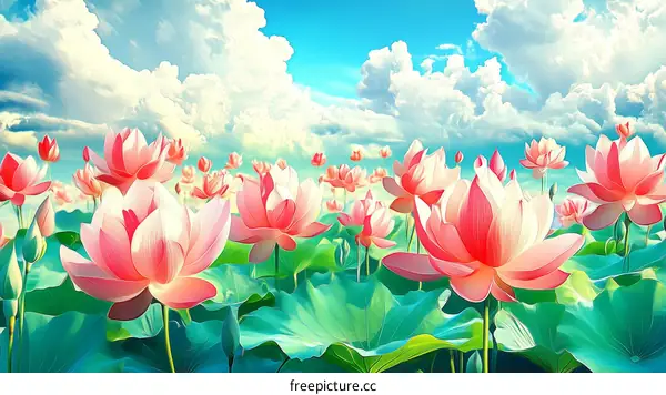 Beautiful Lotus Flowers in a Sky Garden