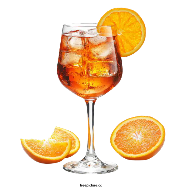 [Transparent Background PNG]Refreshing Aperol Spritz Cocktail with Orange Slices