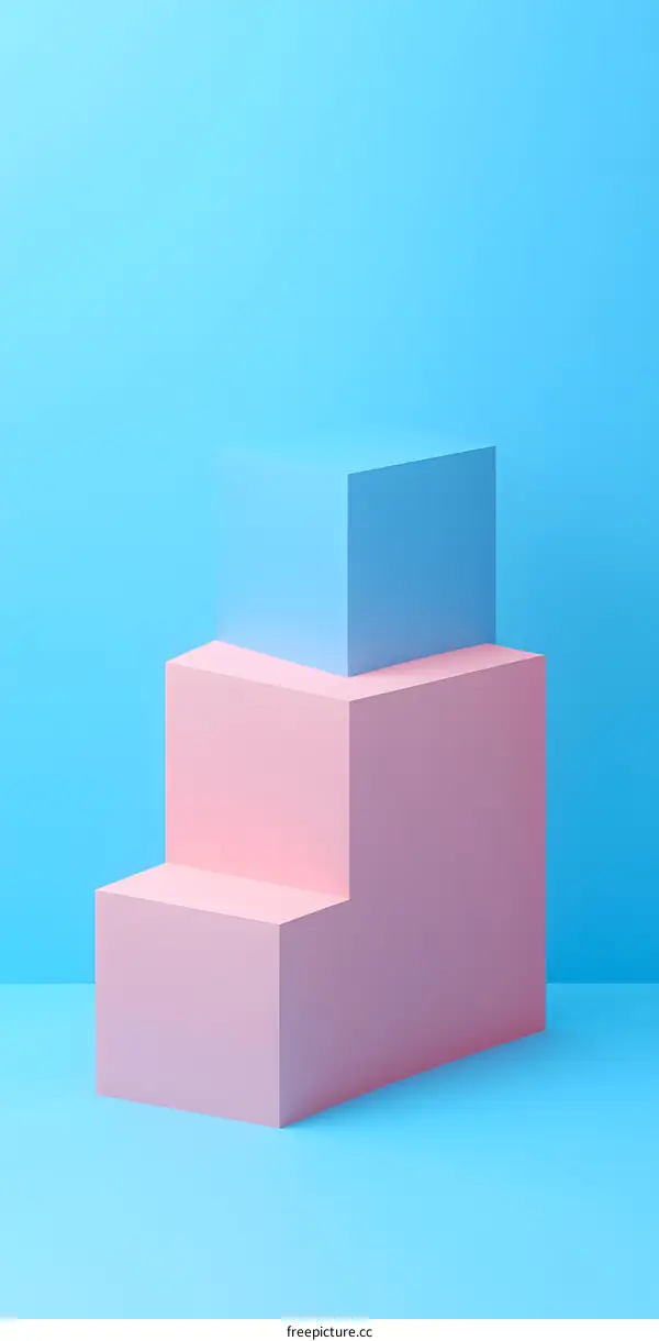 Pink and Blue 3D Geometric Shapes Background Minimalist Product Display