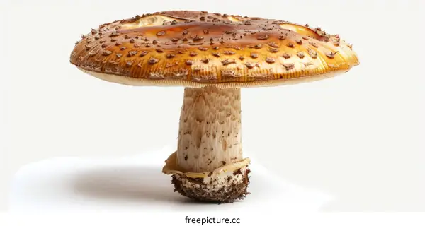 Close-up photo of a large brown mushroom