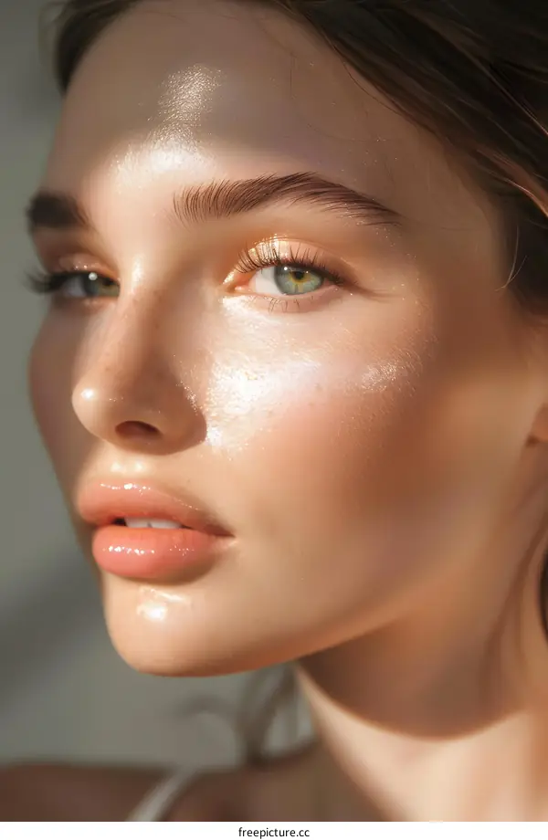 Closeup Portrait of a Young Woman with  Natural Makeup