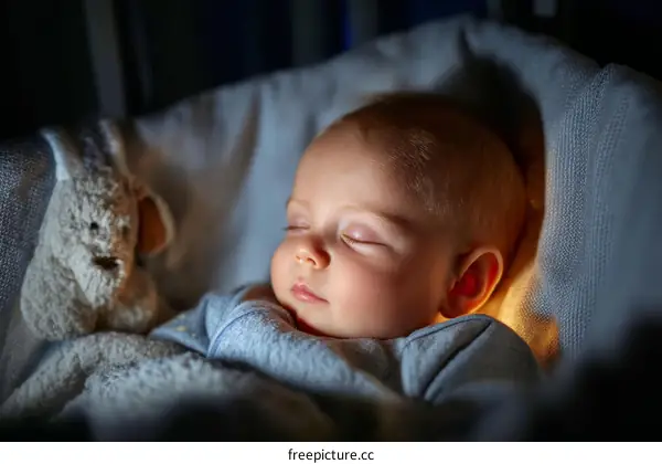 Peaceful Baby Sleeping with a Stuffed Animal