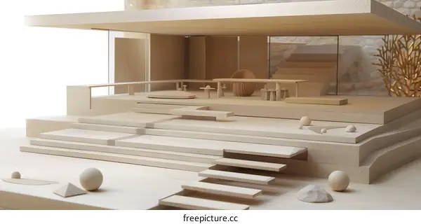 Wooden Model Home with Modern Architecture and Minimalist Design