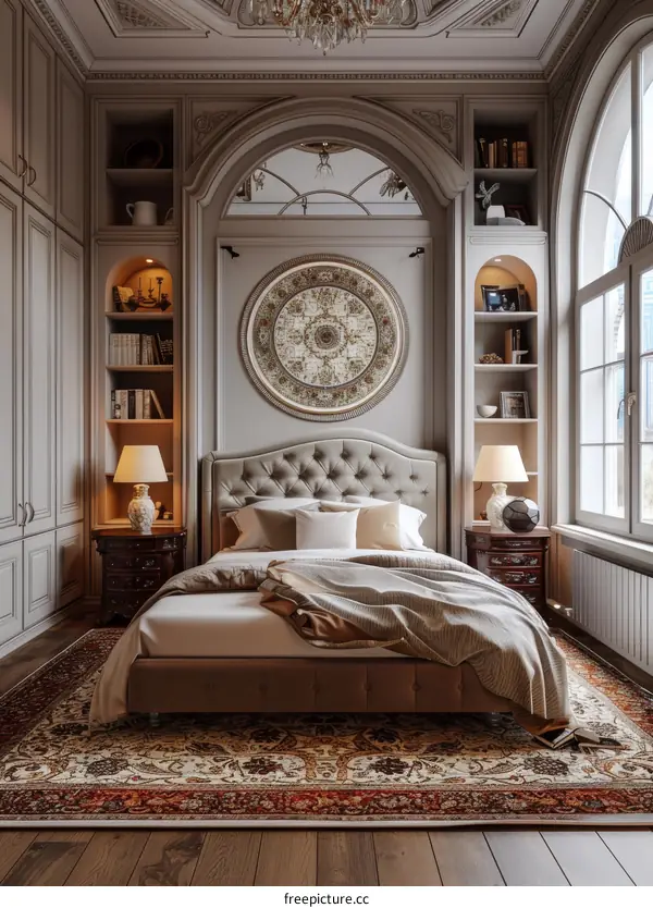 Elegant Bedroom Interior Design with Classic Rug