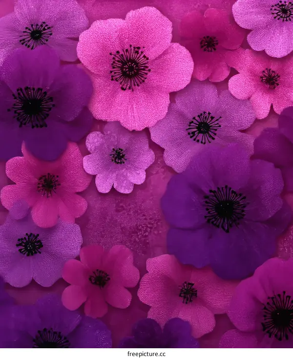 Floral Pattern Background with Vibrant Shades of Pink and Purple